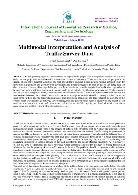 Multimodal Interpretation and Analysis of Traffic .